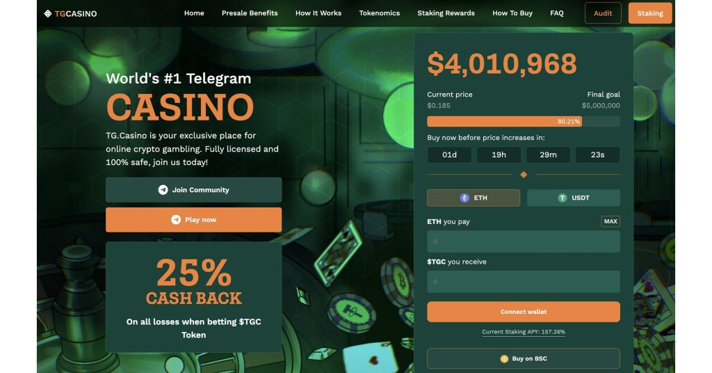 TG.CASINO desktop interface